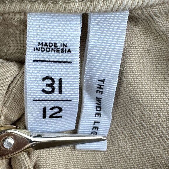 Ann Taylor Loft Jeans Women 12 Tan Wide Leg Crop Preppy Stretch Denim Minimalist - Picture 2 of 16